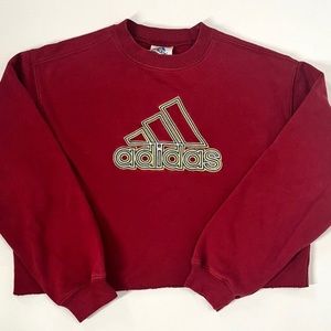 Vintage adidas Originals Maroon Cropped Throwback Sweatshirt EUC Extra Small Fit